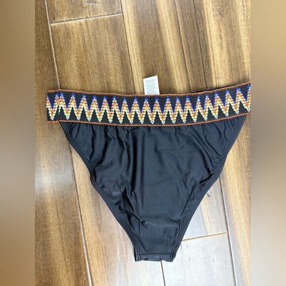 NWOT Bottom size L Black Geo Moderate Bikini bottom Aztec Orange - Picture 7 of 9